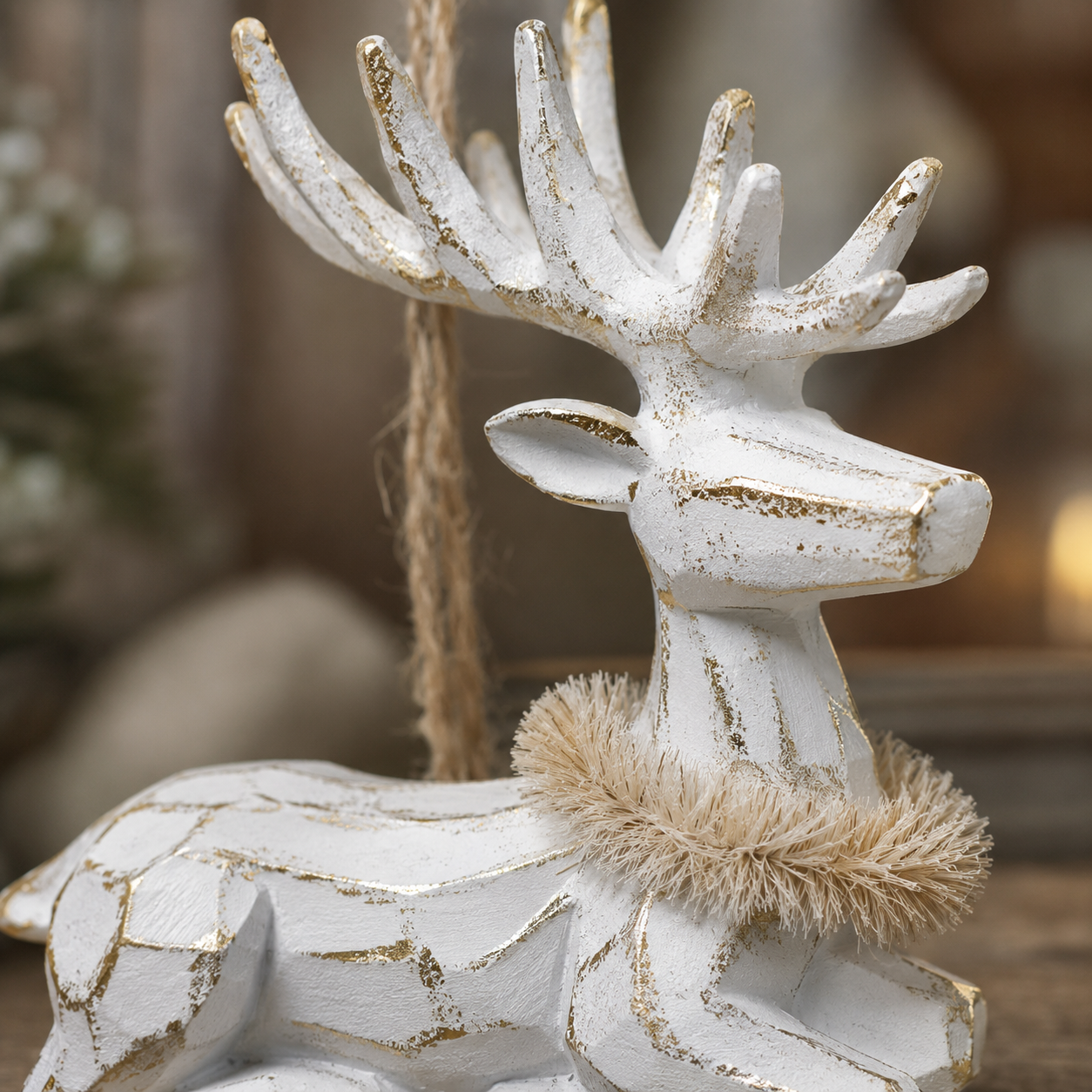 White Reindeer stand Ornament