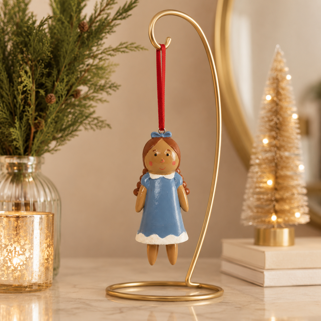 Blue Dress Girl Christmas Ornament