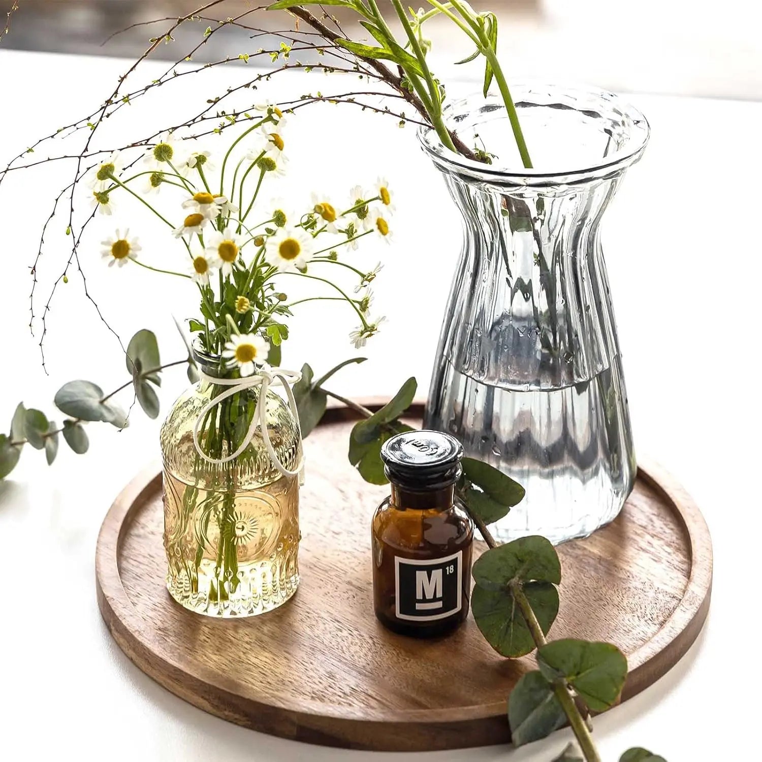 11.5" Natural Wooden Display & Serving Tray for Home Decor