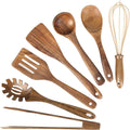 10-Piece Natural Teak Wooden Kitchen Utensil Set