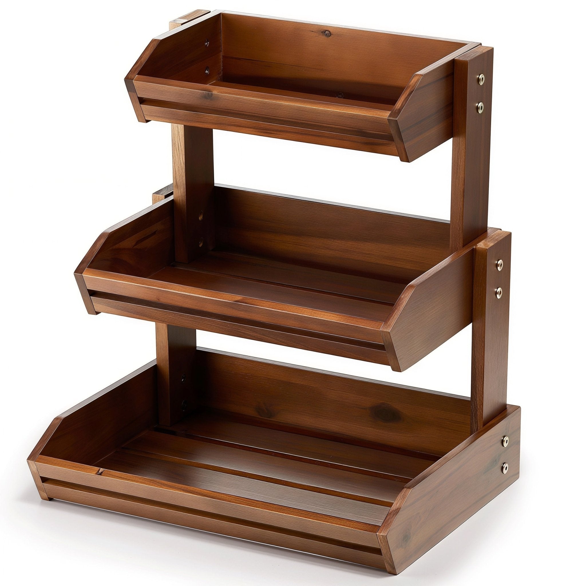 Oakory acacia wood 3-tier fruit basket, stackable countertop storage rack