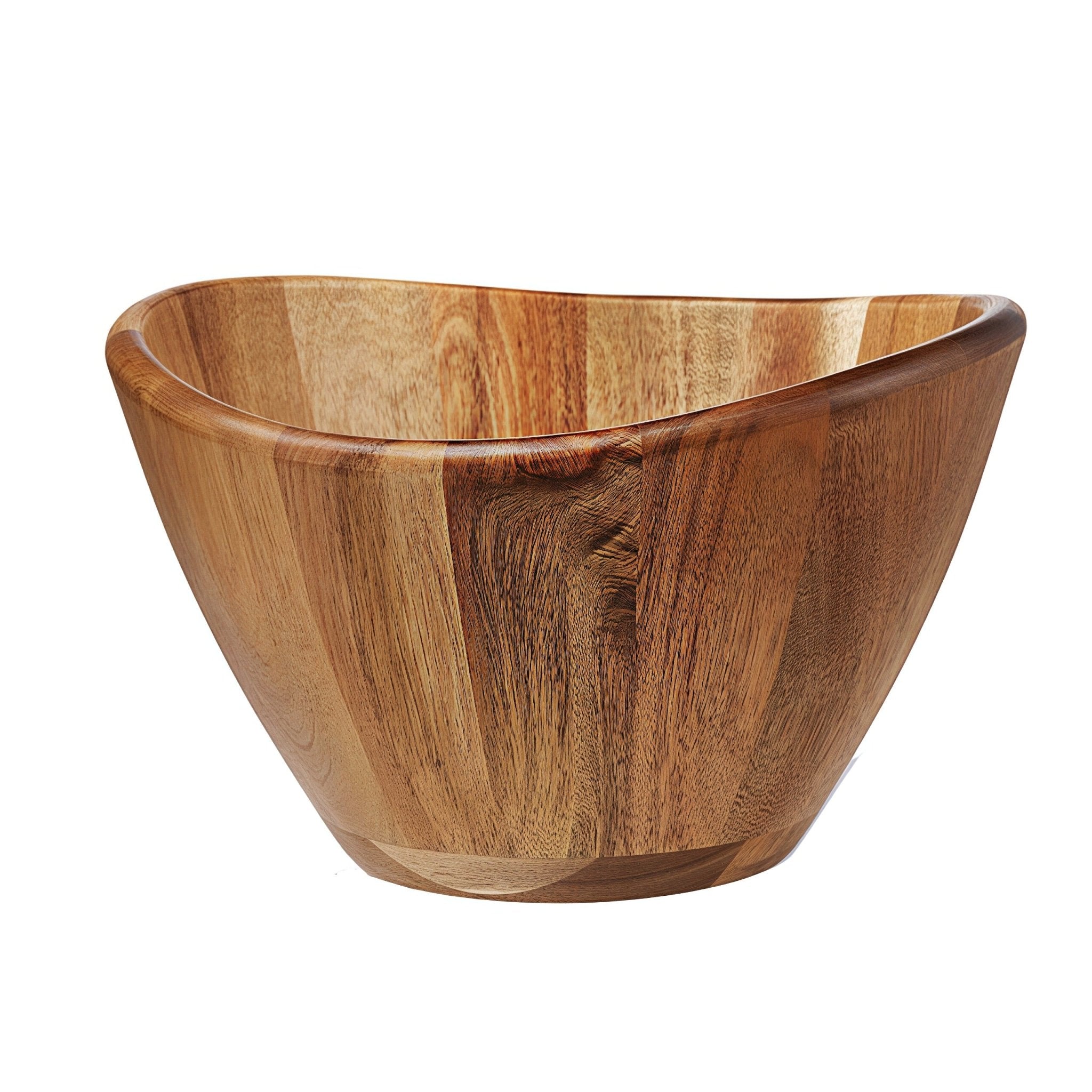 Oakory acacia wood wave salad bowl, natural wood grain, irregular rim design