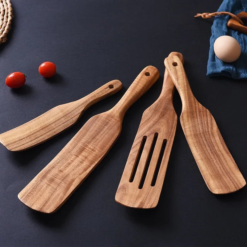 Acacia Wood Spatula Set – Nonstick Kitchen Utensils - OakoryOakory