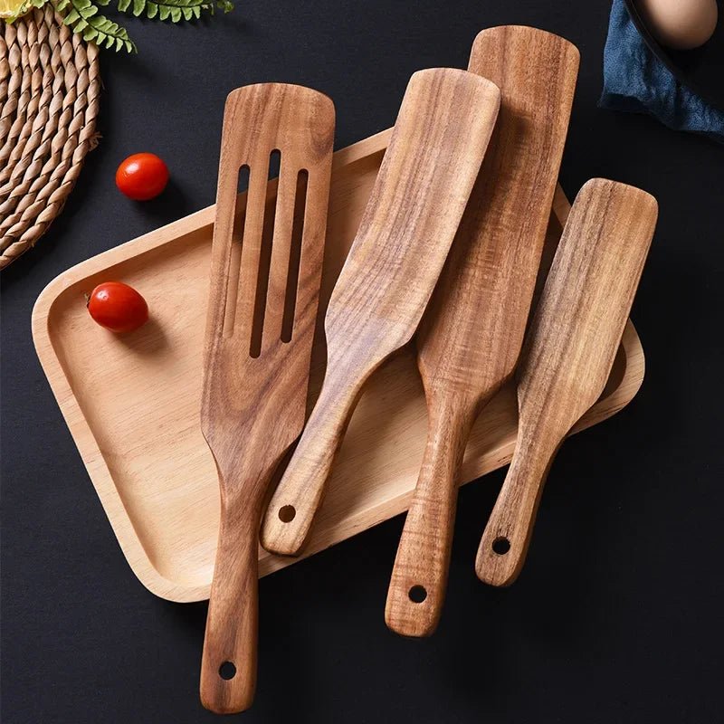 Acacia Wood Spatula Set – Nonstick Kitchen Utensils - OakoryOakory
