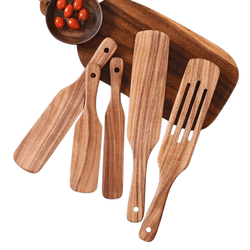 Acacia Wood Spatula Set – Nonstick Kitchen Utensils - OakoryOakory