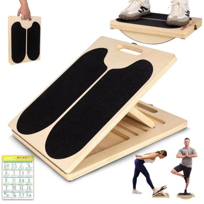 Adjustable Wooden Slant Board & Balance Board for Calf Stretching