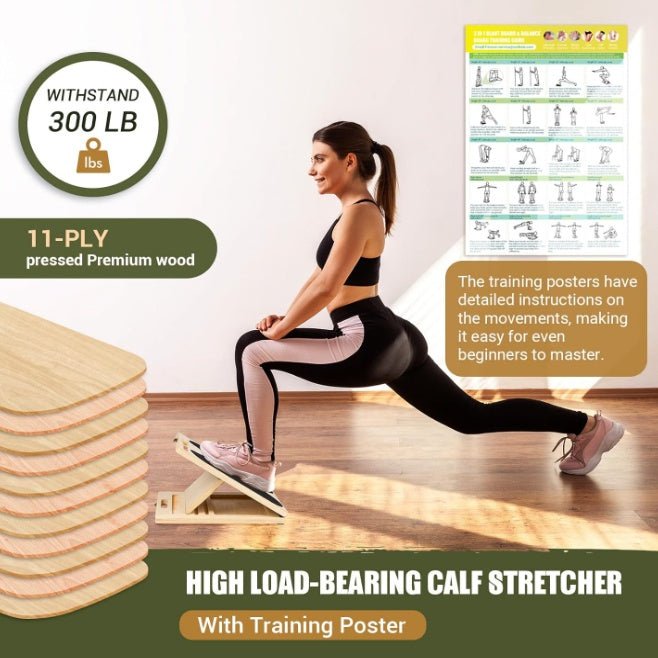 Adjustable Wooden Slant Board & Balance Board for Calf Stretching