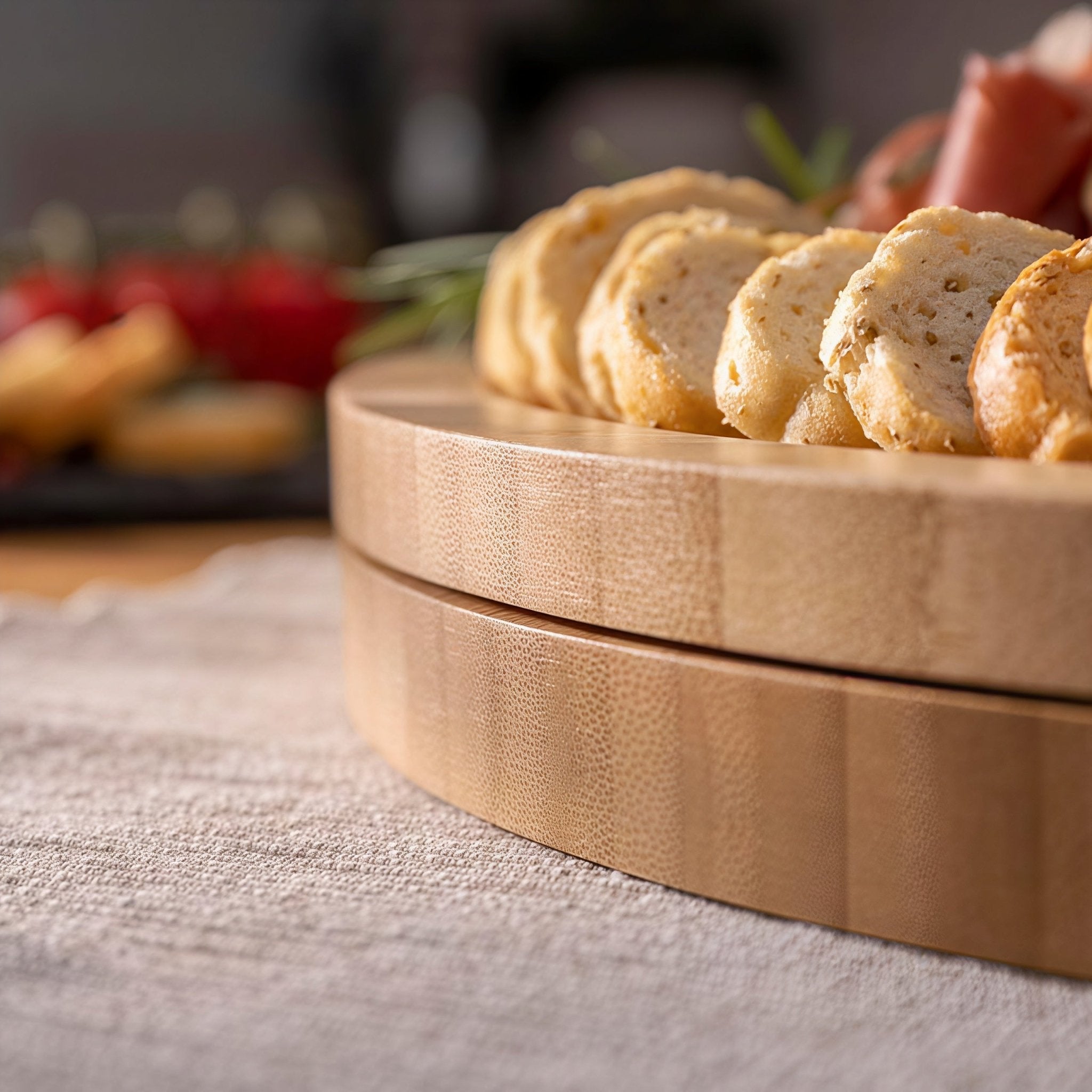 Oakory multi-layer acacia wood cheese board demonstrating stackable storage design