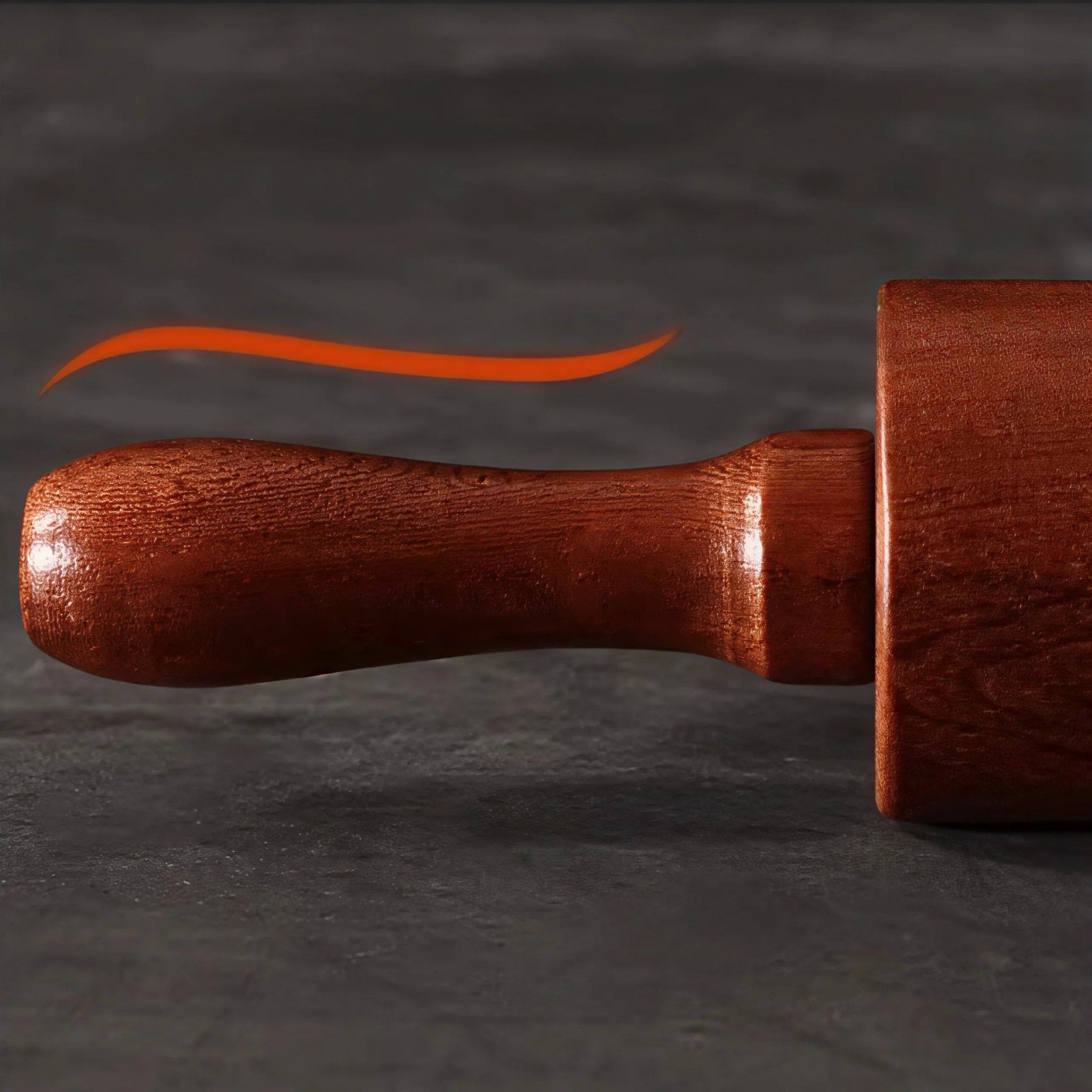 Close-up of Oakory solid ebony wood rolling pin showing smooth, durable finish