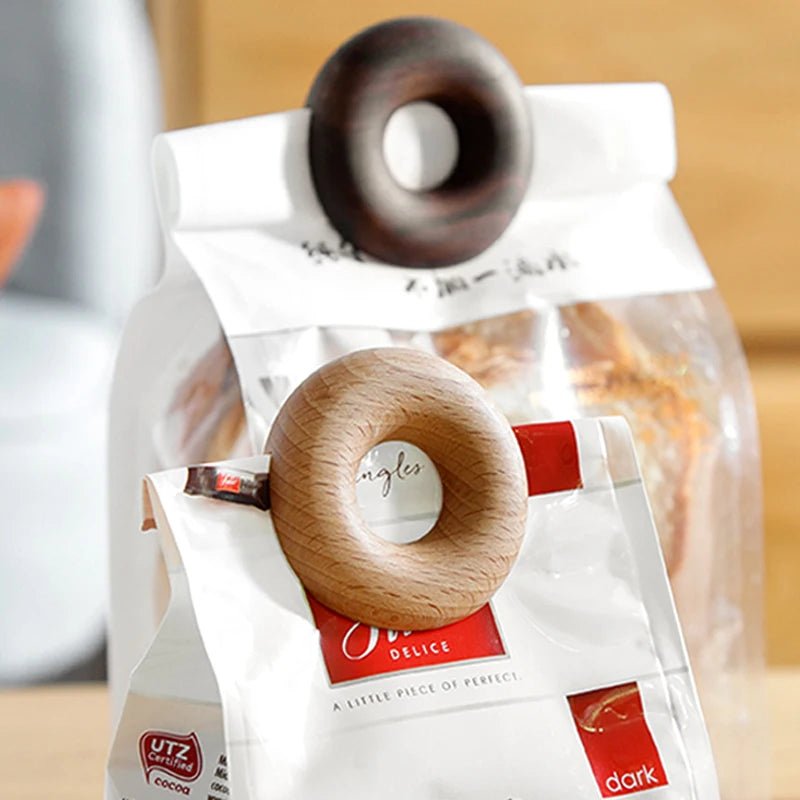 Donut Shape Wooden Bag Clips - Set of 2