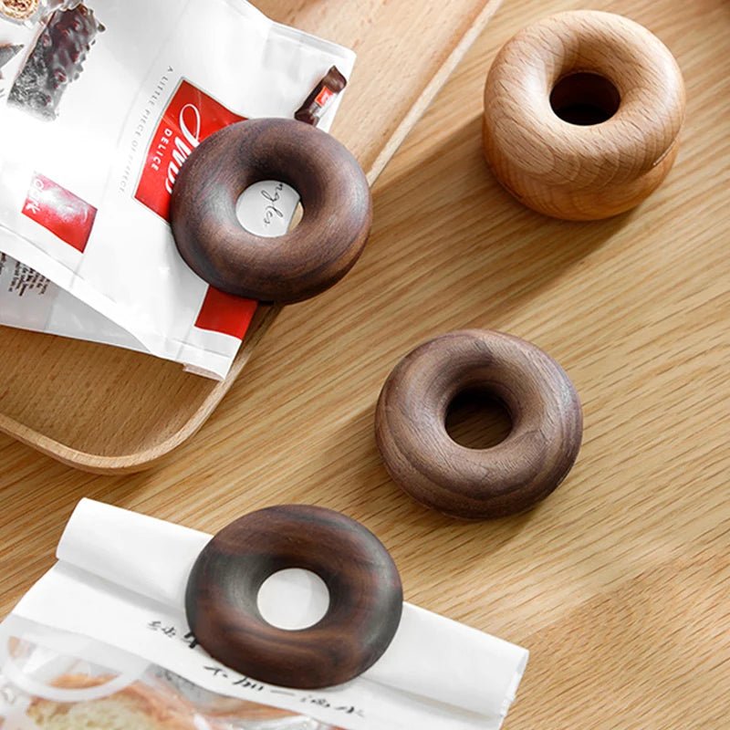 Donut Shape Wooden Bag Clips - Set of 2