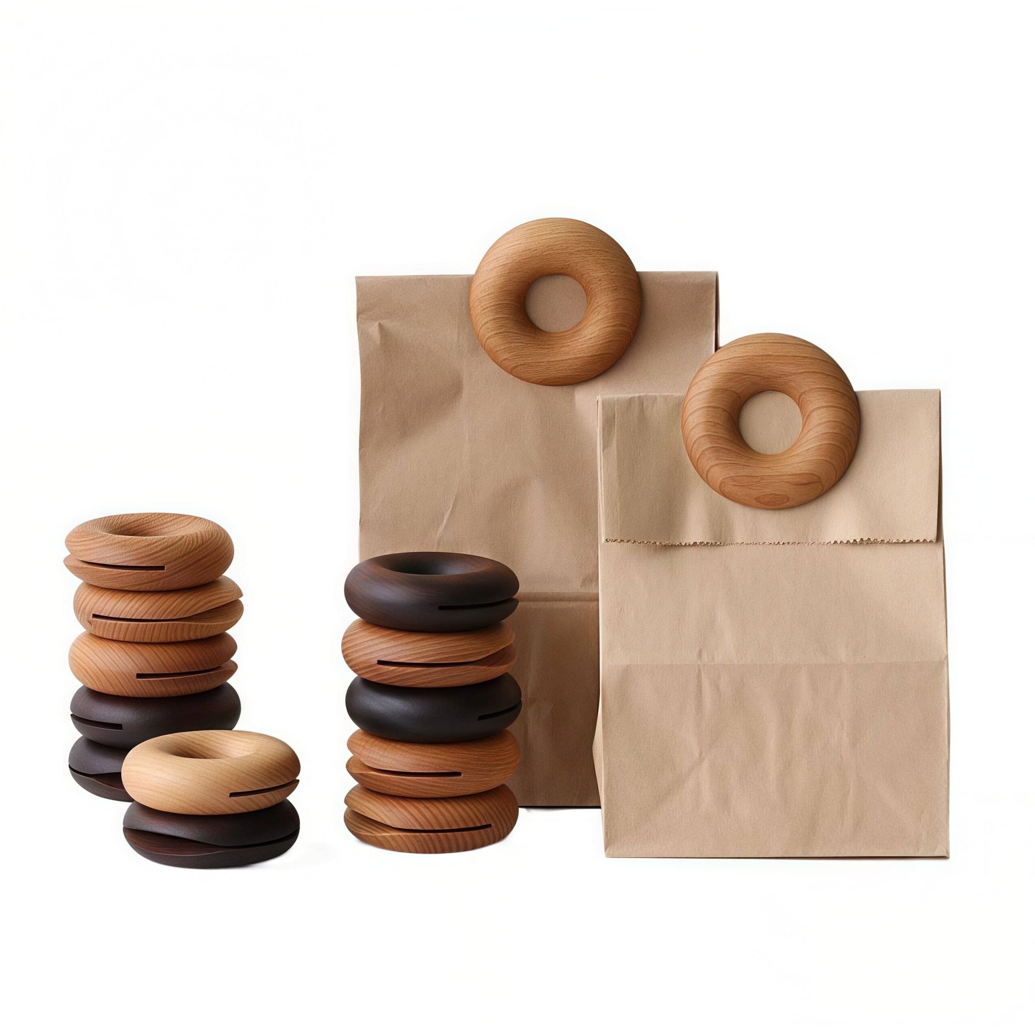 Donut Shape Wooden Bag Clips - Set of 2