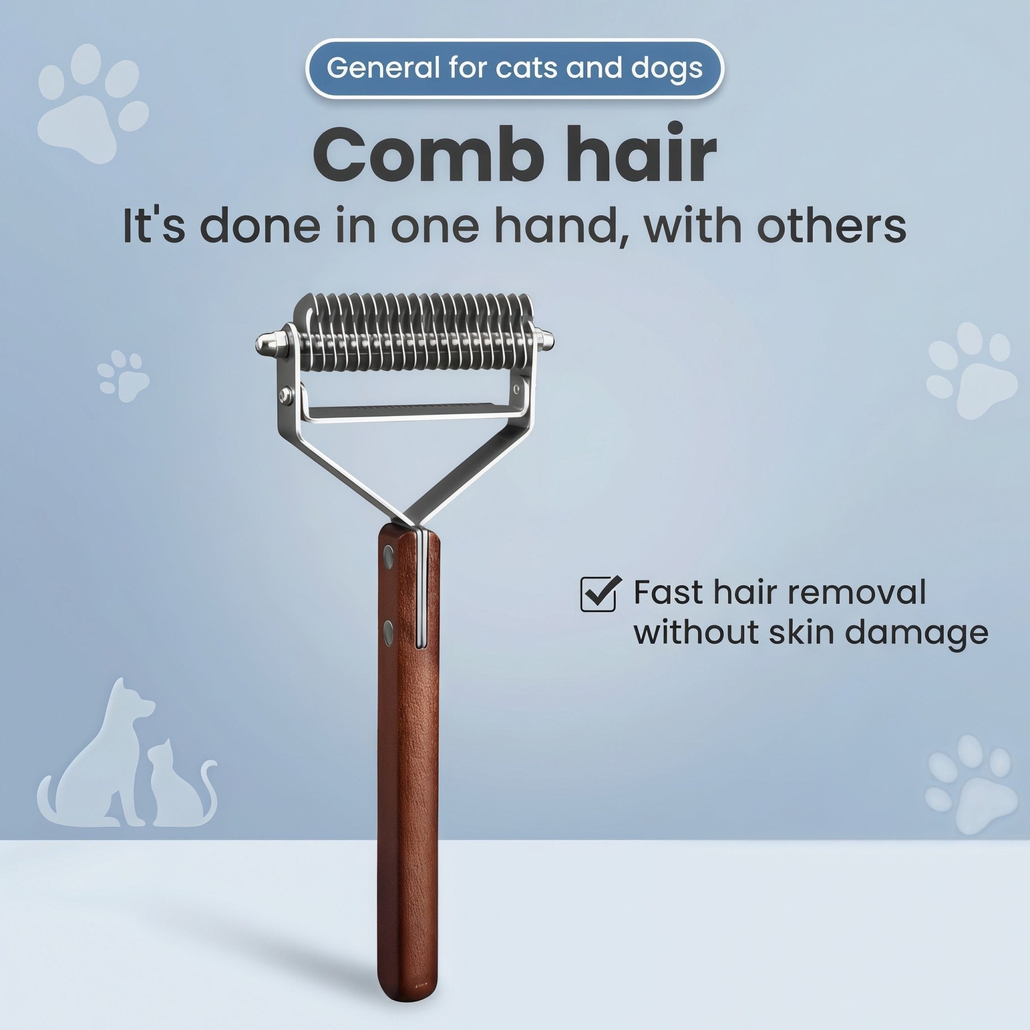 Extra Large 2 - Sided Undercoat Rake for Dogs & Cats - Oakory