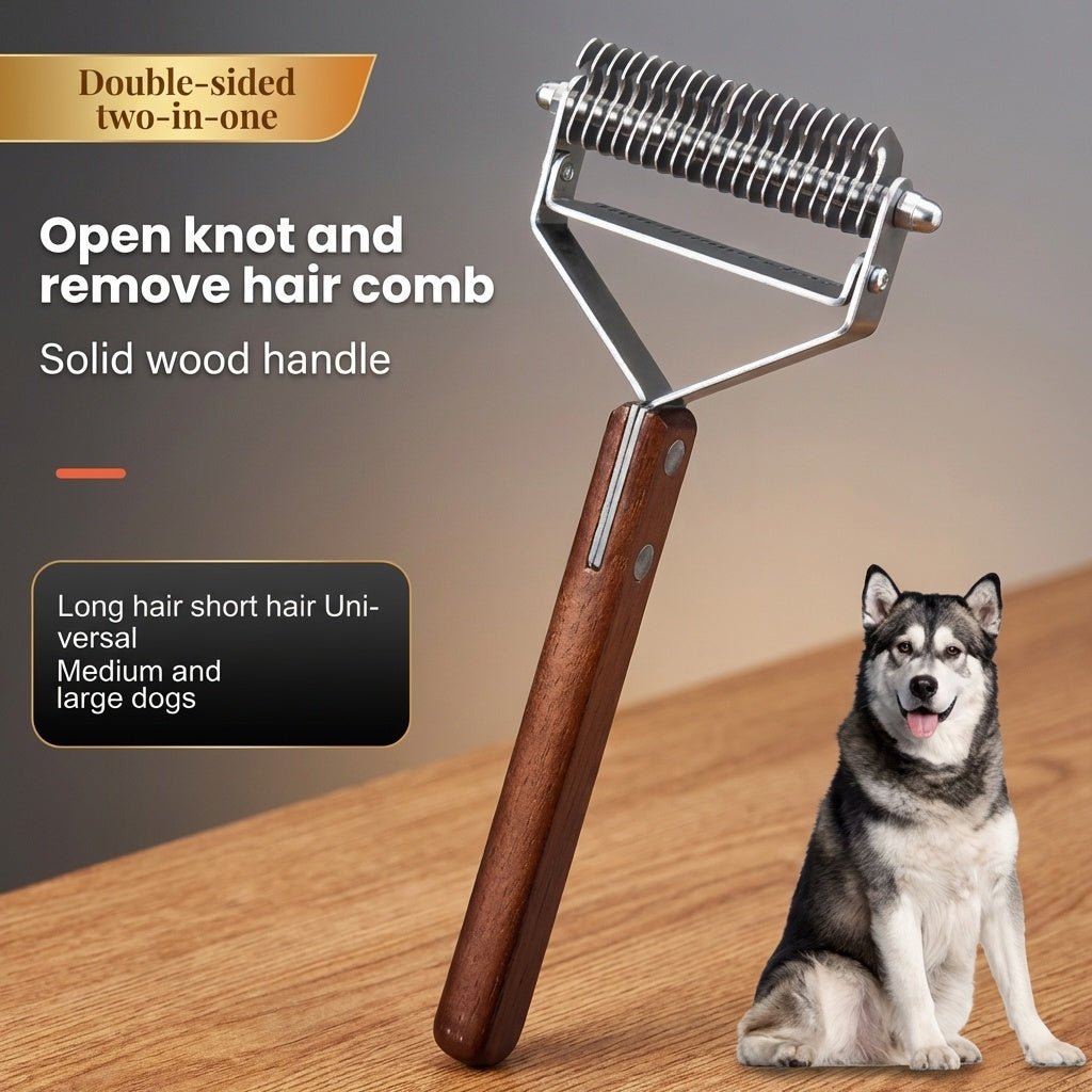 Extra Large 2 - Sided Undercoat Rake for Dogs & Cats - Oakory