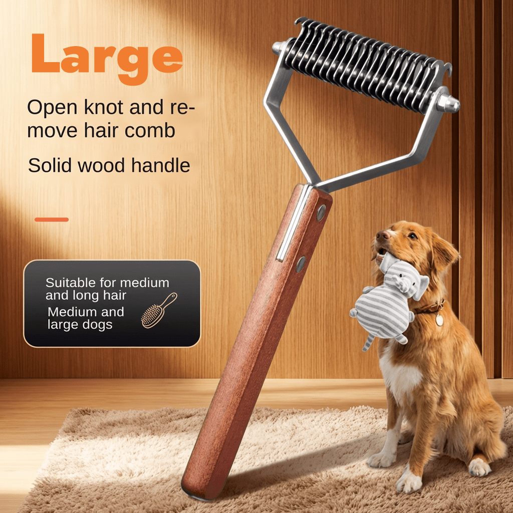 Extra Large 2 - Sided Undercoat Rake for Dogs & Cats - Oakory
