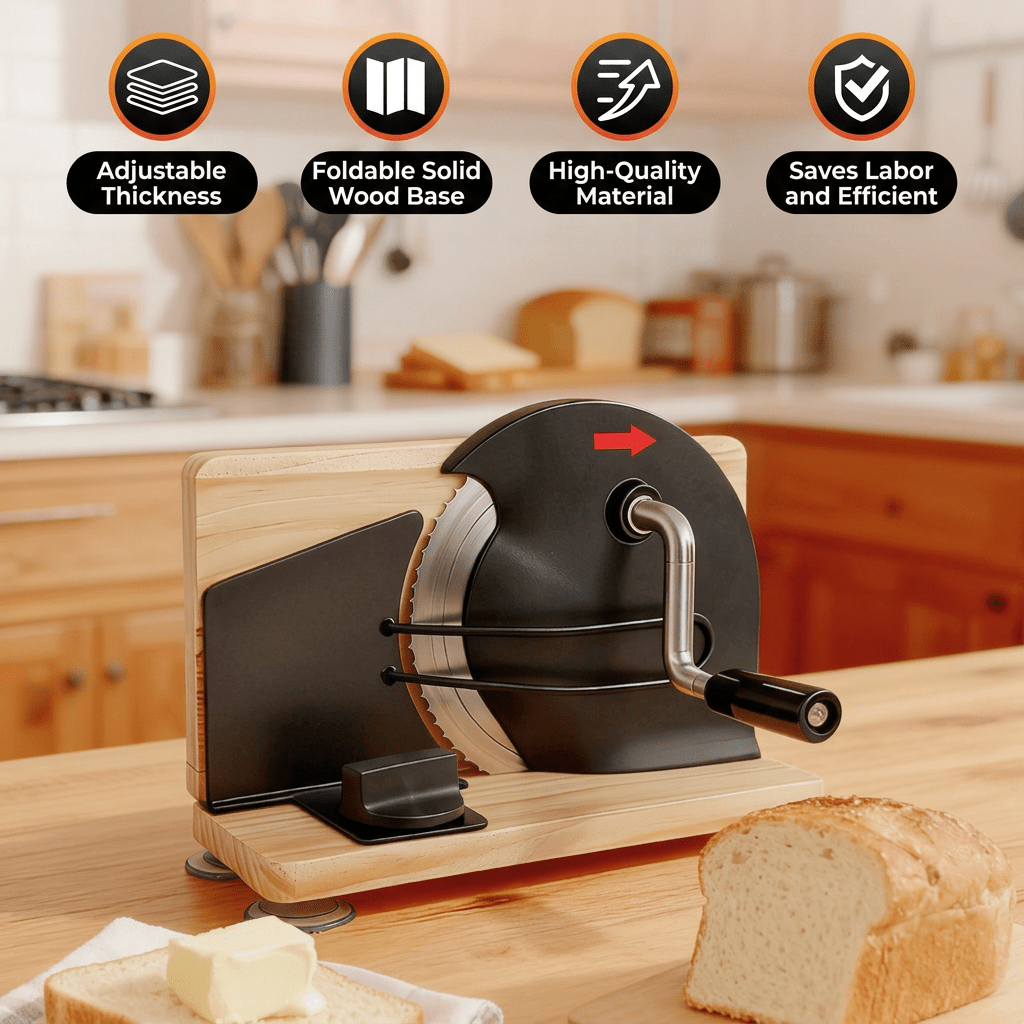 Manual Adjustable Bread Slicer | Vintage Wooden Slicer