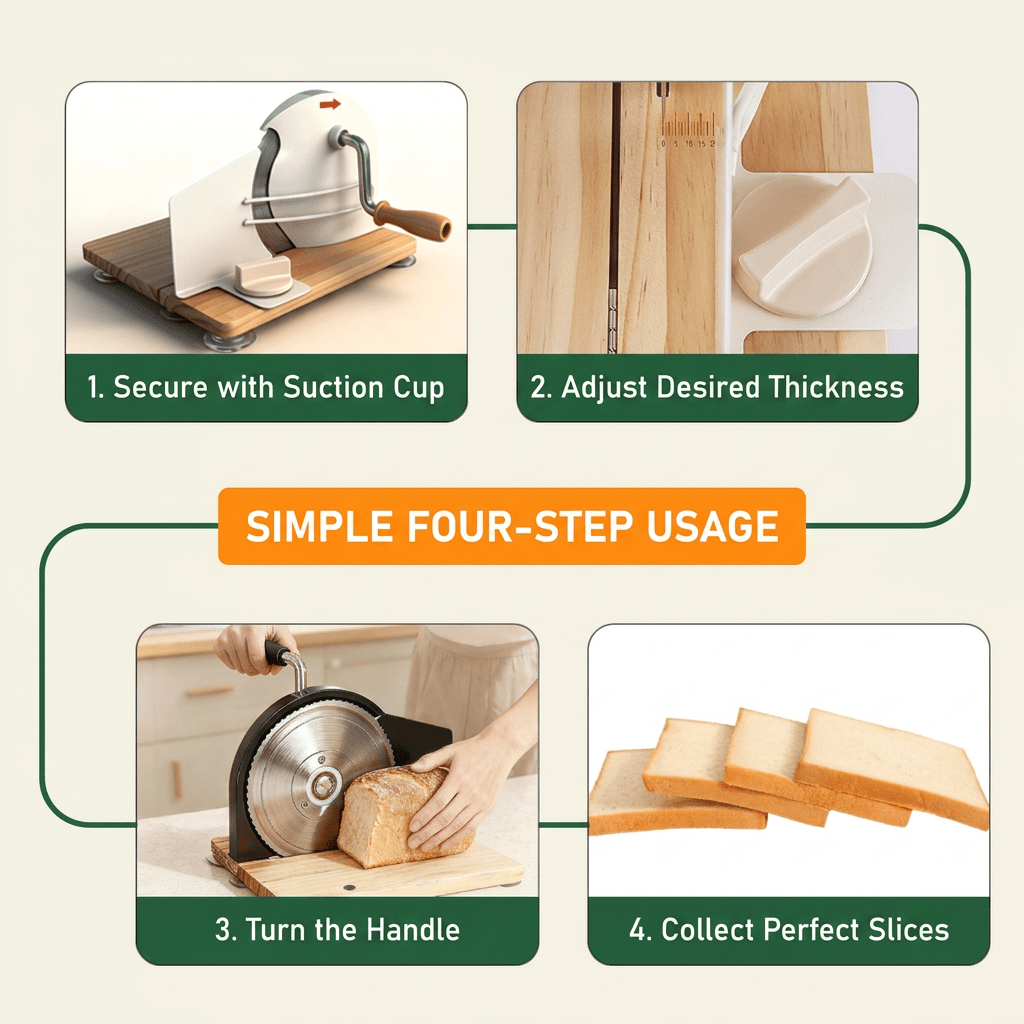 Manual Adjustable Bread Slicer | Vintage Wooden Slicer