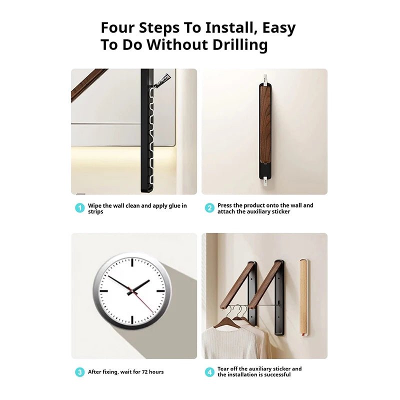 No-Drill Retractable Folding Clothes Drying Rack