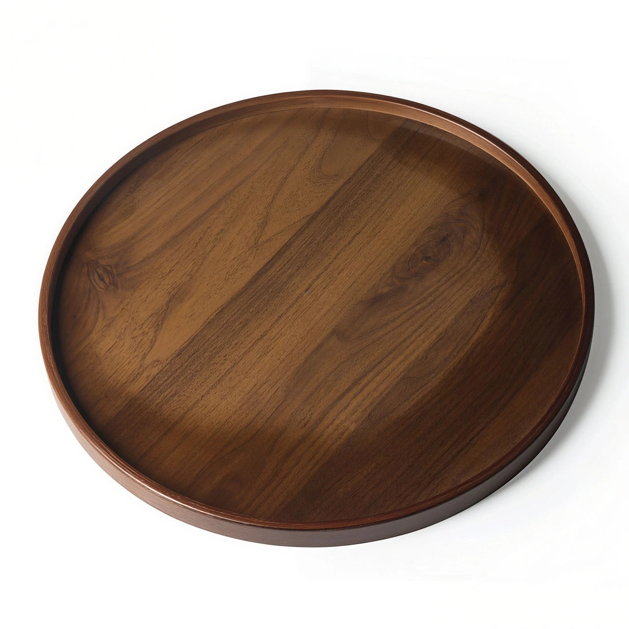 Single Oakory solid wood round serving tray, smooth natural wood finish
