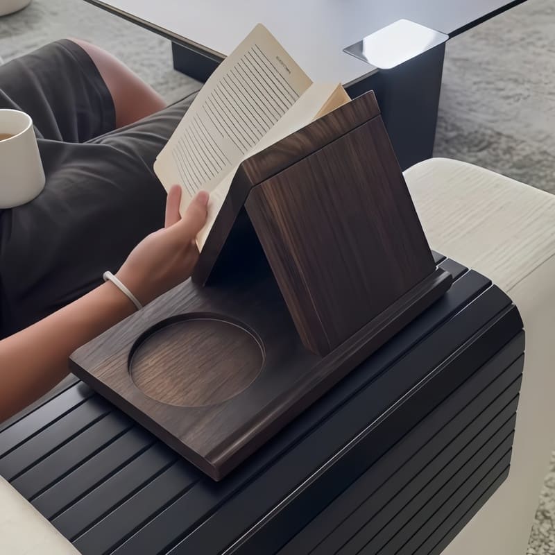 Triangle Wooden Book Rest with Cup Holder