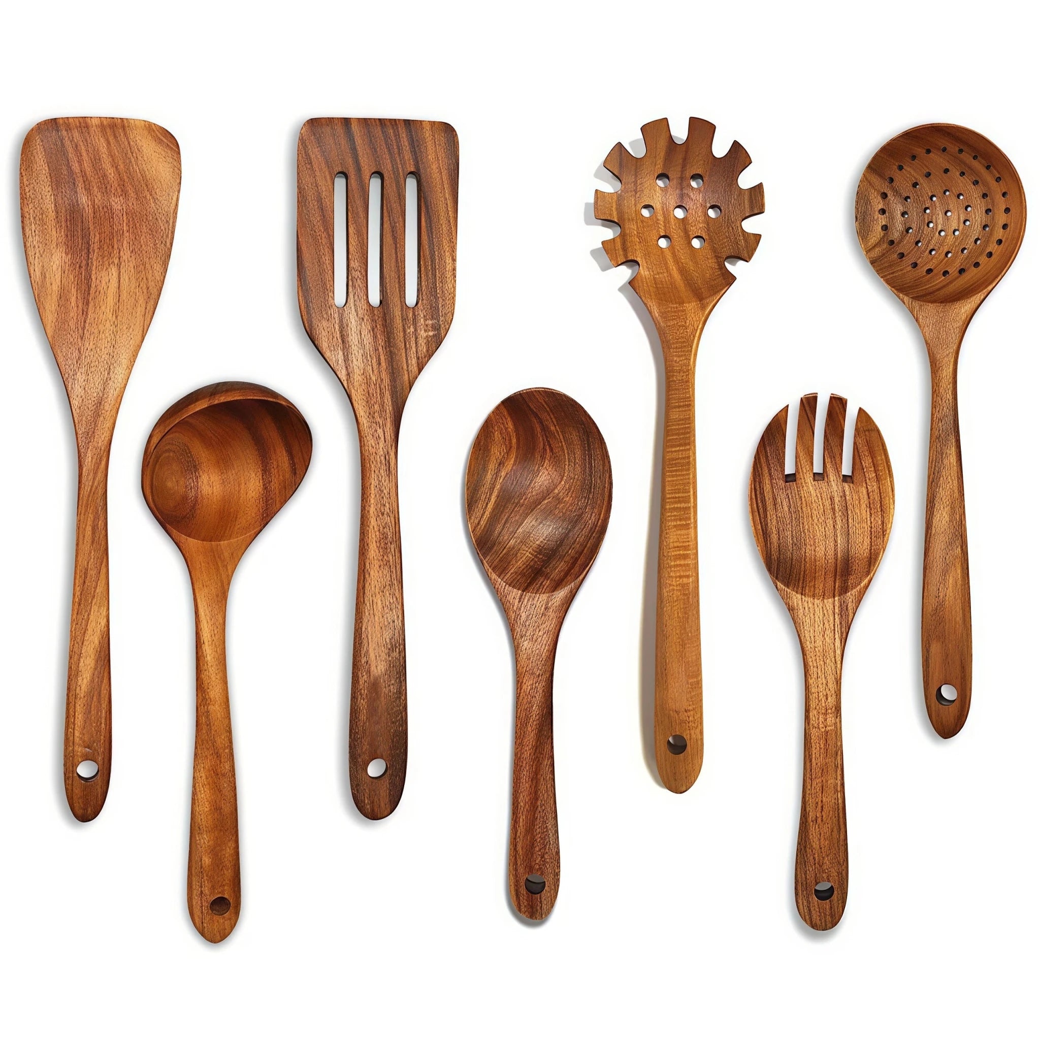 Wooden Cooking Utensils Set with Storage Holder (4–8 PCS) - OakoryOakory