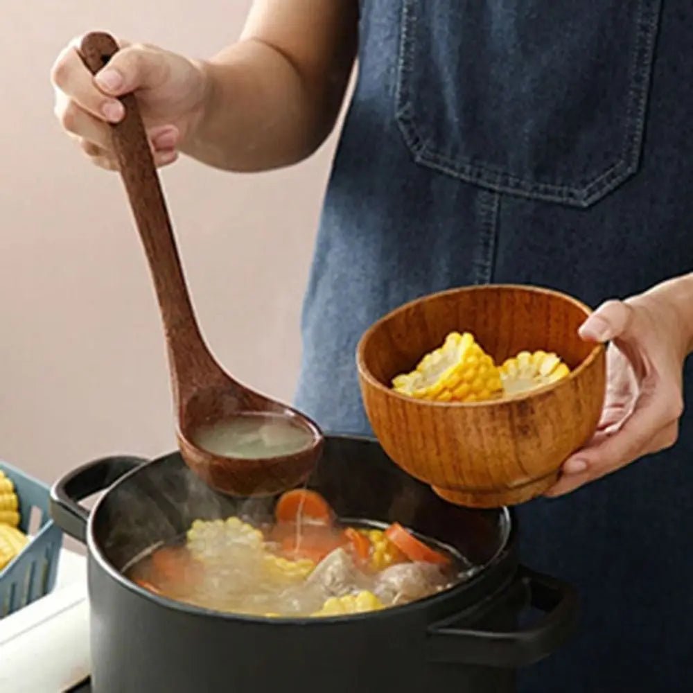 Wooden Cooking Utensils Set with Storage Holder (4–8 PCS) - OakoryOakory