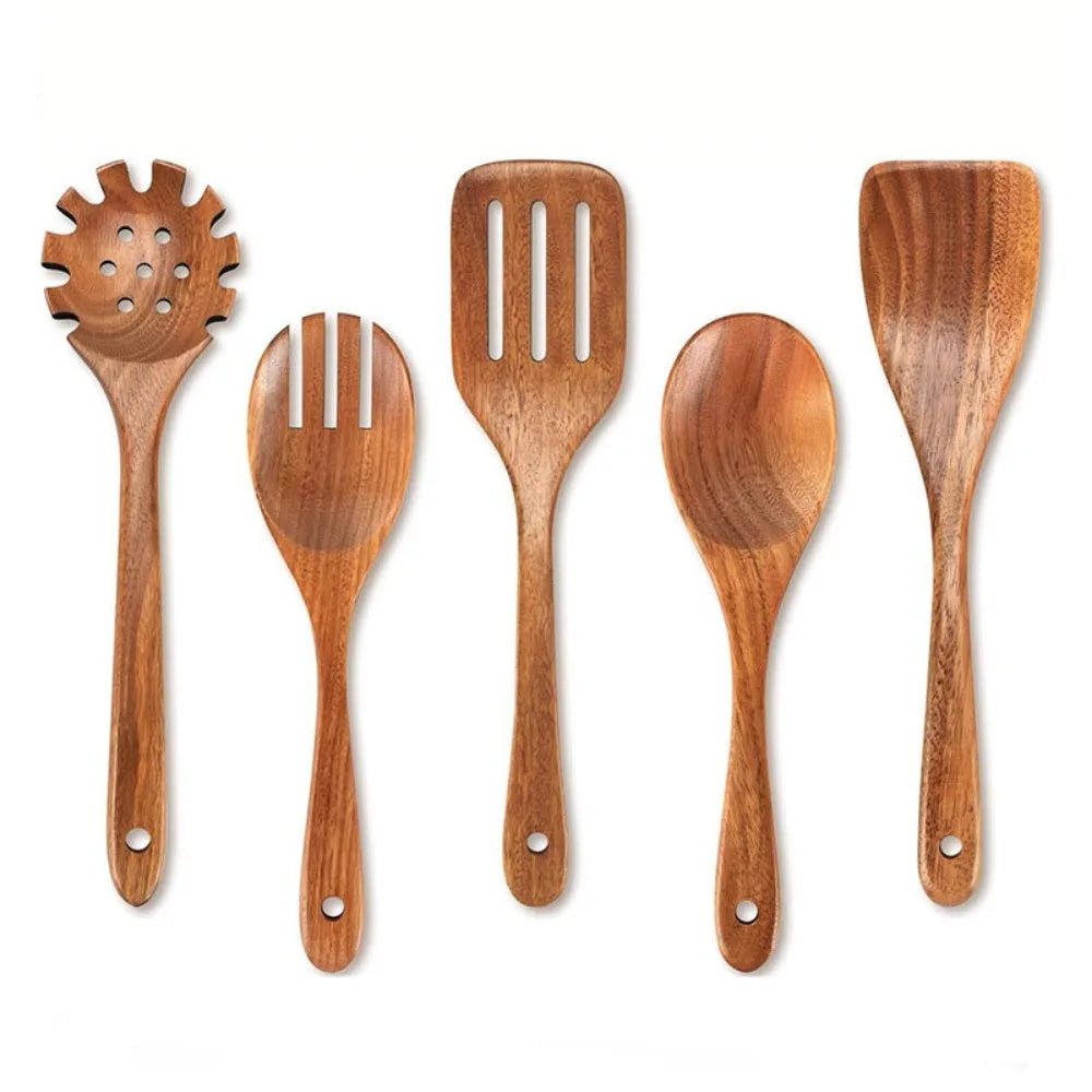 Wooden Cooking Utensils Set with Storage Holder (4–8 PCS) - OakoryOakory